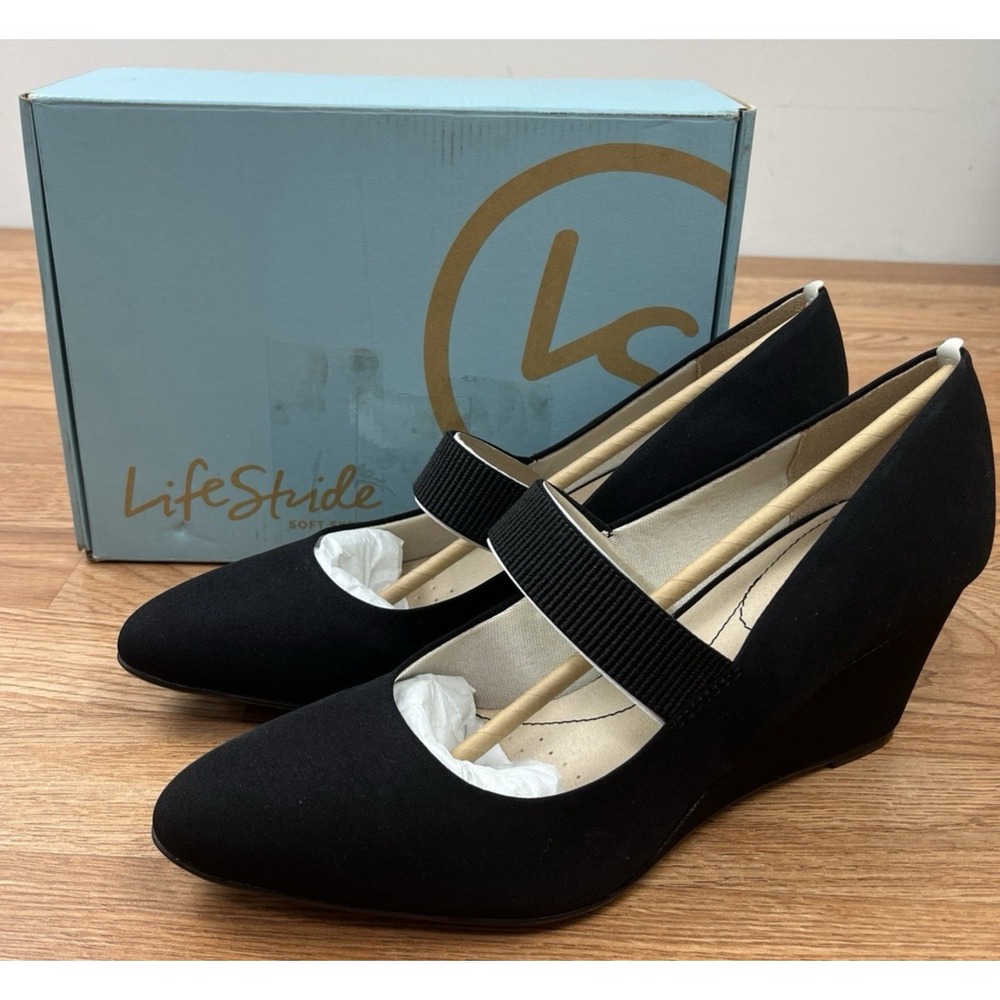 LifeStride Gio Mary Jame Wedges Women's Shoes Size 12 Black NEW
